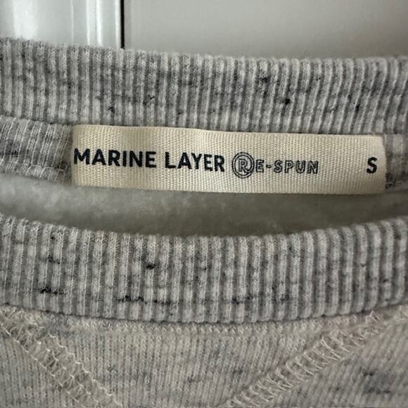 Marine Layer Re-Spun Shiloh Crop Crewneck Sweatshirt Gray Small - Picture 5 of 9